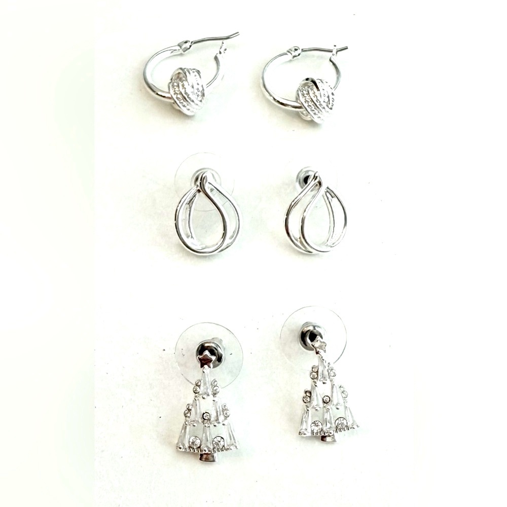 Elegant Silver Earrings Set